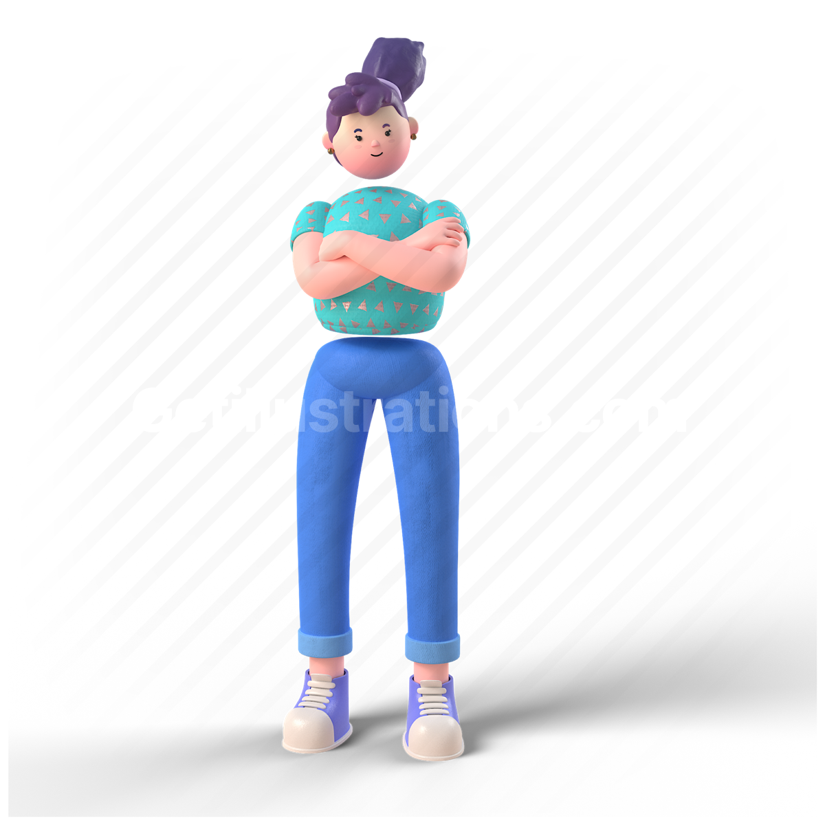 3d, people, woman, pixie, person, character, stand, arms crossed